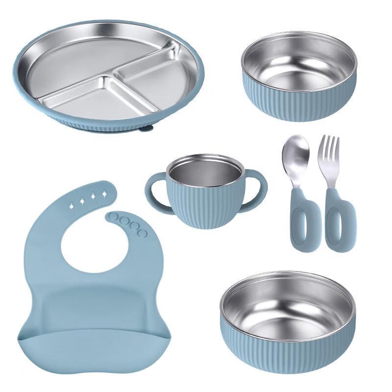 Minna Baby Silicone & Stainless Steel 7-Piece Tableware Set