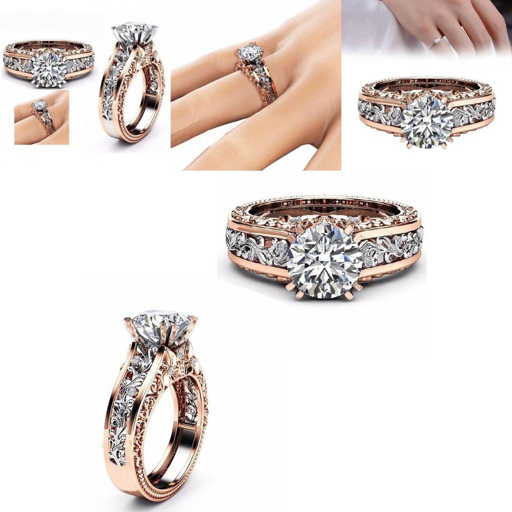 Stunning 14k Rose Gold Plated Colorful Floral Ring With Champagne Gemstone For Women