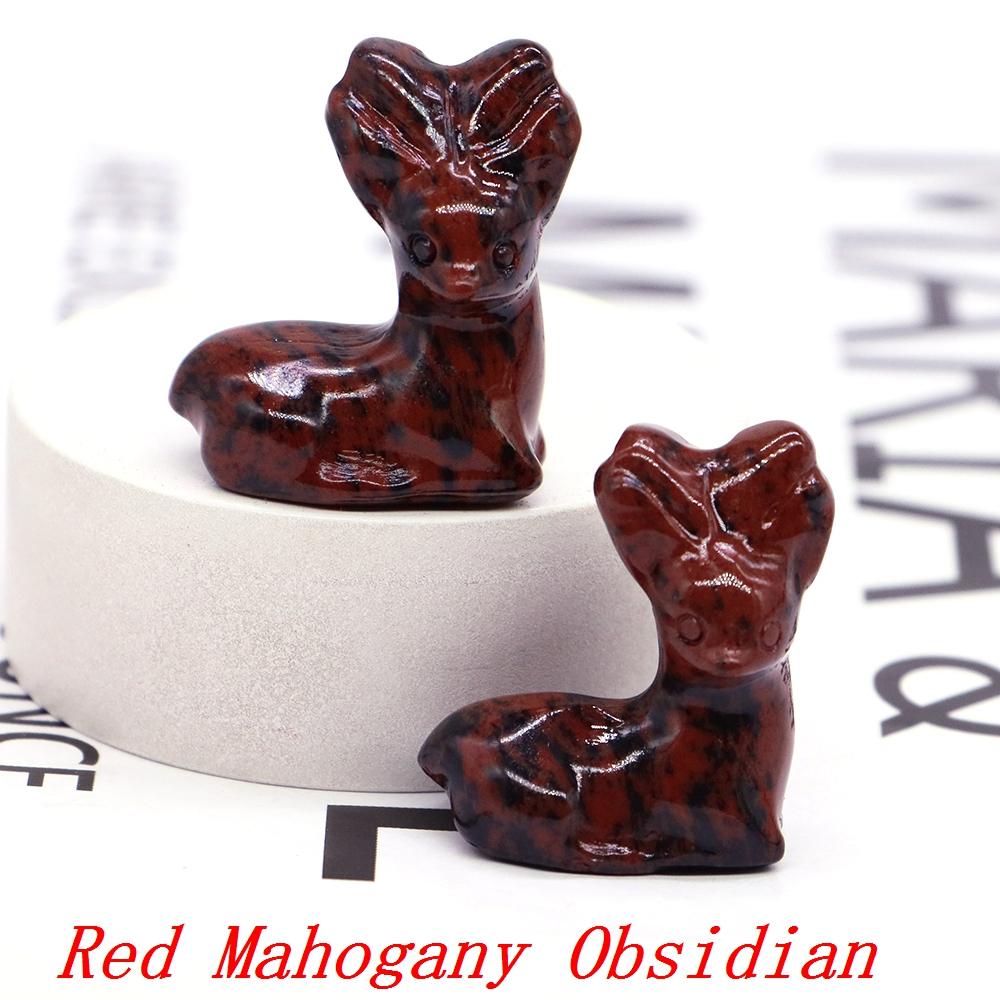 Deer Statue Natural Stone Carved Crystal Reiki Healing Animal Figurines Gemstone Crafts Home Gem Decoration Gifts  1.2"