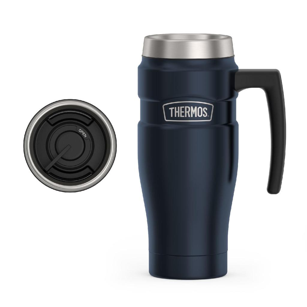 THERMOS Stainless King Vacuum Insulated Travel Mug, 16 oz, Matte Blue