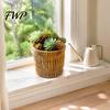 Balcony Desktop Plant Organizer Boho Wicker Planter, Handwoven Flower Pot with Waterproof Lining, Basket Planter Rustic Storage for Indoor Plants