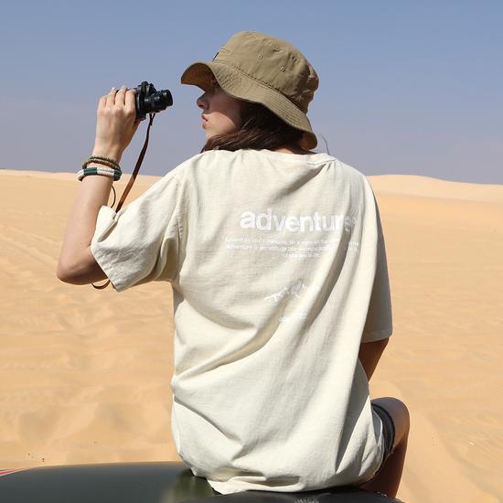 Flook Adventure Font Pigment Oversized Short Sleeve T-Shirt / 5 Colors