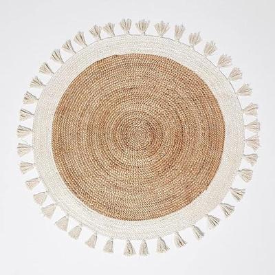 Tapete Redondo de Juta Feito à Mão Tapete Natural para Qualquer Espaço Visual Decoração Rústica Para Qualquer Área de Espaço