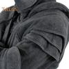 Men Halloween Hoodie with Hood Knight Drawstring Patch Pocket Ruched Elastic Cuff Long Sleeves Warrior Medieval Costume