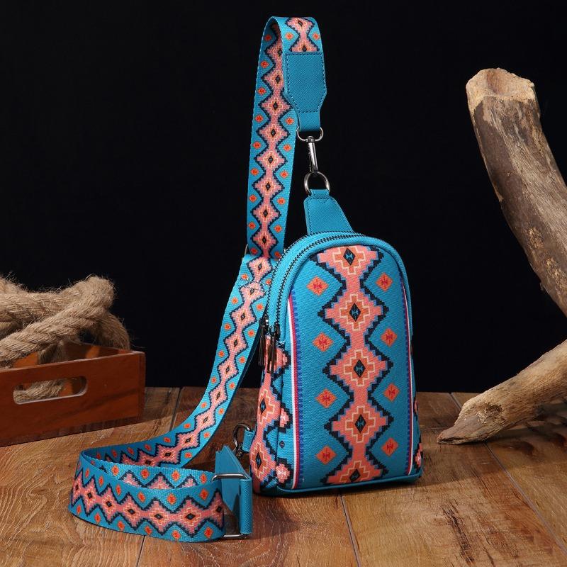 Vintage Canvas bedruckte böhmische Damen Clutch Brusttasche Umhängetasche