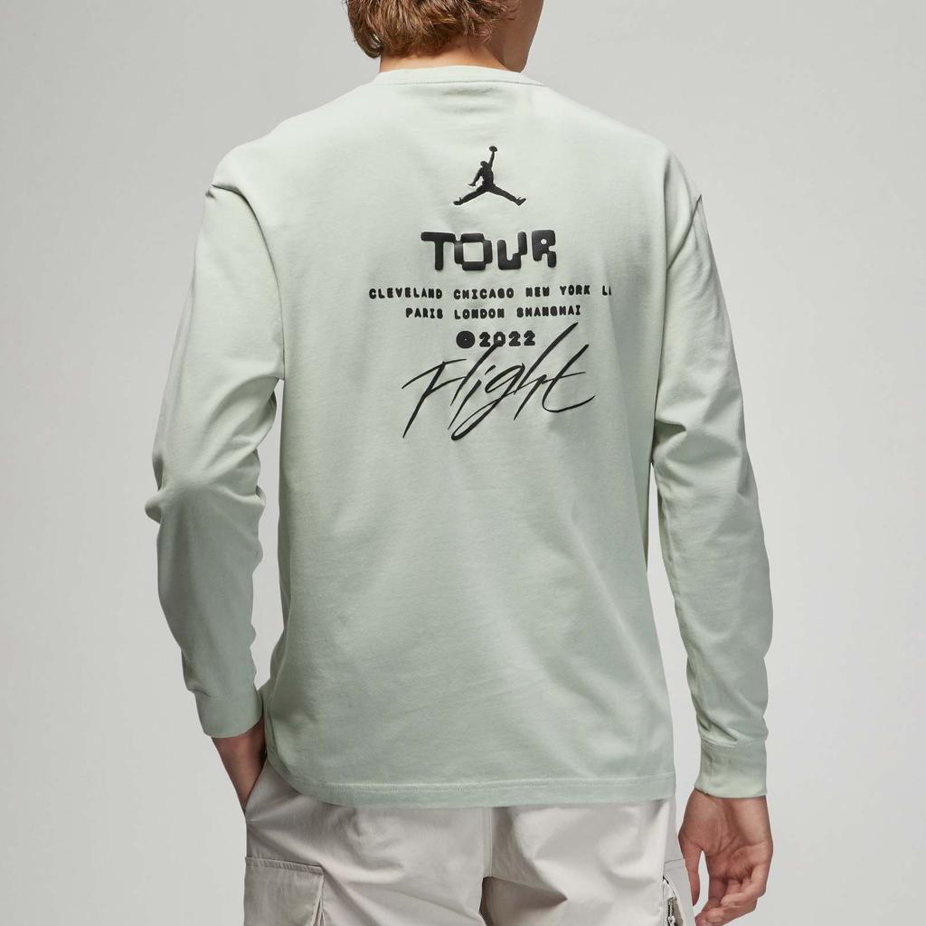 Jordan Letter Print Solid Crew Neck Long Sleeve T-Shirt Men Tops Aqua-Blue DN3411-017