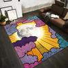 Colorful Moon Design Carpet with Vibrant Clouds and Sun Rays Pattern Suitable for Use As an Anti-slip for Living Room Bedroom Sofas