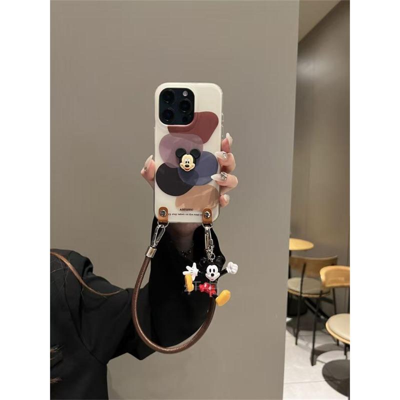 

Подвеска Ins Crossbody Микки Маус подходит для чехла для телефона Apple 16promax 15pro Новая модель 14 13 12 11 Apple 12