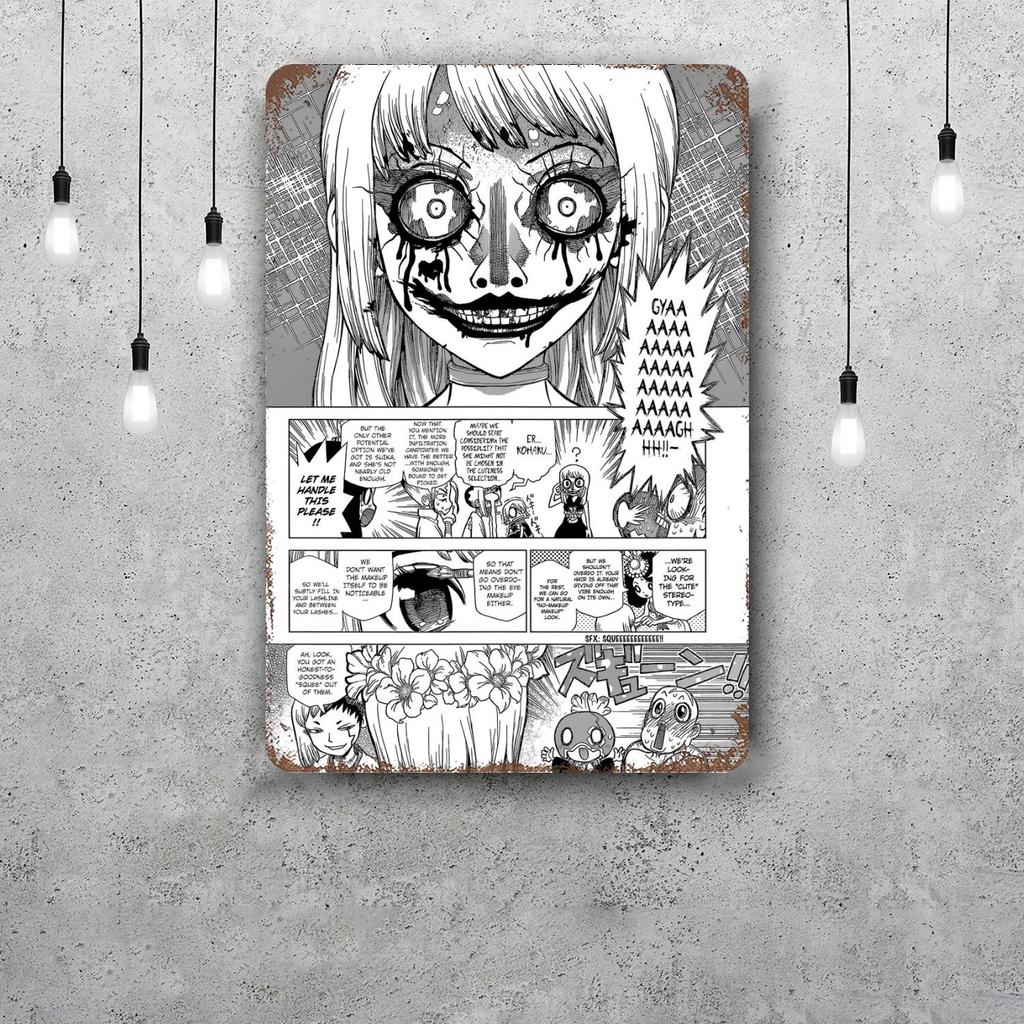 dr stone manga eng anime Decor Poster Vintage Tin Sign Metal Sign Decorative Plaque for Pub Bar Man Cave Club Wall Decoration