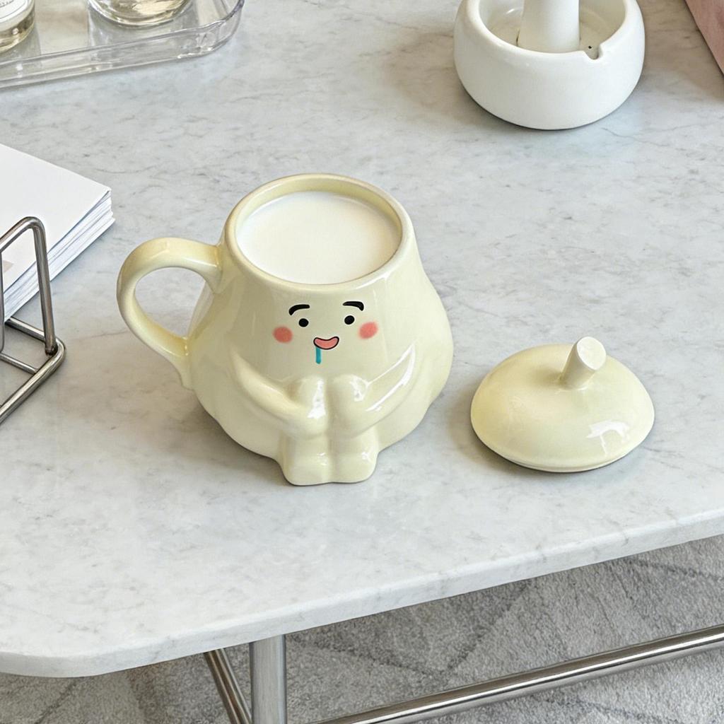 450ml Pear Shape Ceramic Mugs Cute Pear Shape Ceramic Drinkware with Handle and Lid Home Office Breakfast Milk Drink Mug