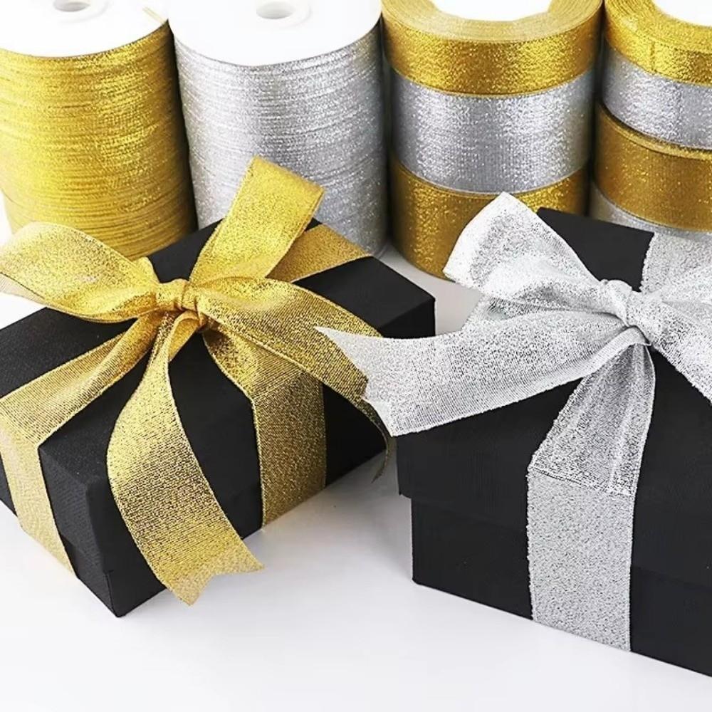 DIY 5 Rolls Satin Ribbon Glitter Gold Silver Organza Ribbon Onions Ribbons Wedding Decoration