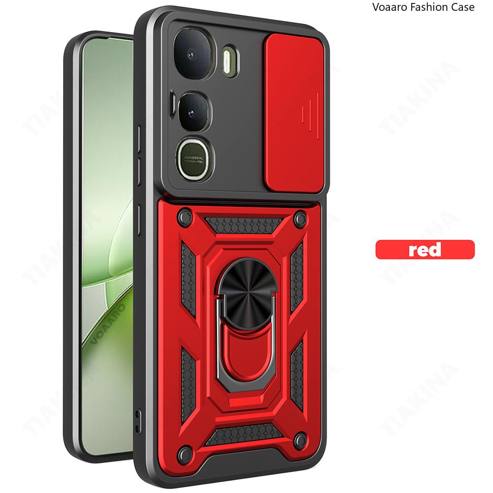 Slide Lens Armor Funda for Vivo Y400 5G Global Case for Vivo Y400 5G Case Magnetic Ring Stand Holder Cover Shockproof Capa