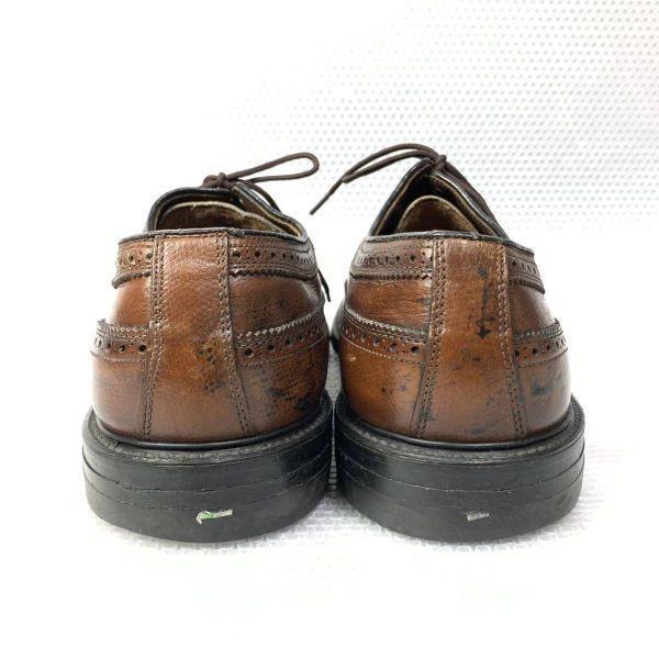 70s 80s Vintage Unknown Maker Size 9.5D 27.0 27.5cm Long Wingtip American Full Brogue Brown(USED)