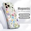 Girl Flowers Pattern Case For iPhone 17 Pro Max Magnetic For Magsafe Hybrid Slim Matte Cover For iPhone 16 15 14 13 Pro Max