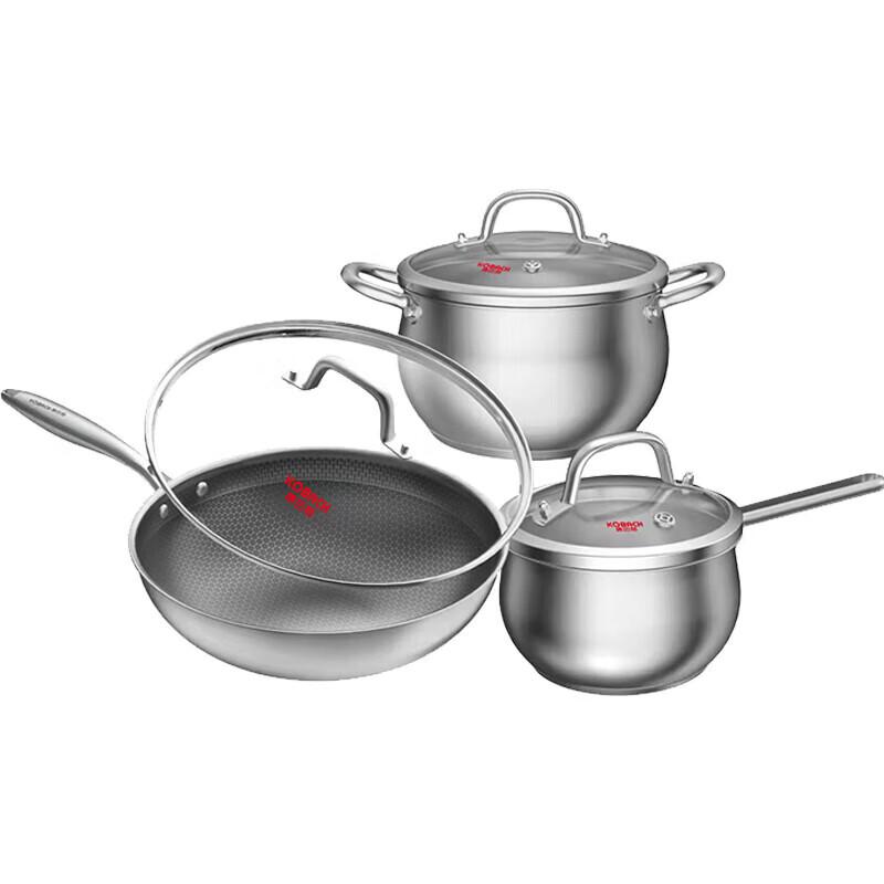 Kangbach 3-Piece 304 Stainless Steel Honeycomb Cookware Set