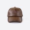 Men Hat Adjustable Faux Leather Baseball Cap with Windproof Hood Snug Fit Solid Color Design Fall Winter Outdoor Casual Hat
