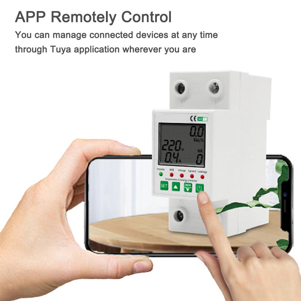 Tuya WiFi 2P Intelligent Leakage Protecting Switch Current Voltage Monitoring Timer Function Power
