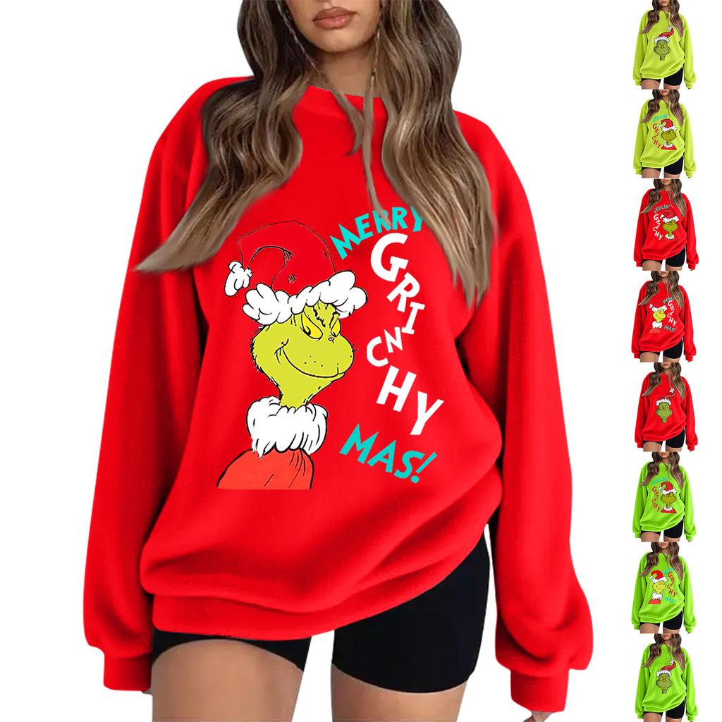Women's Christmas Printed Flannel Sweatshirt Top