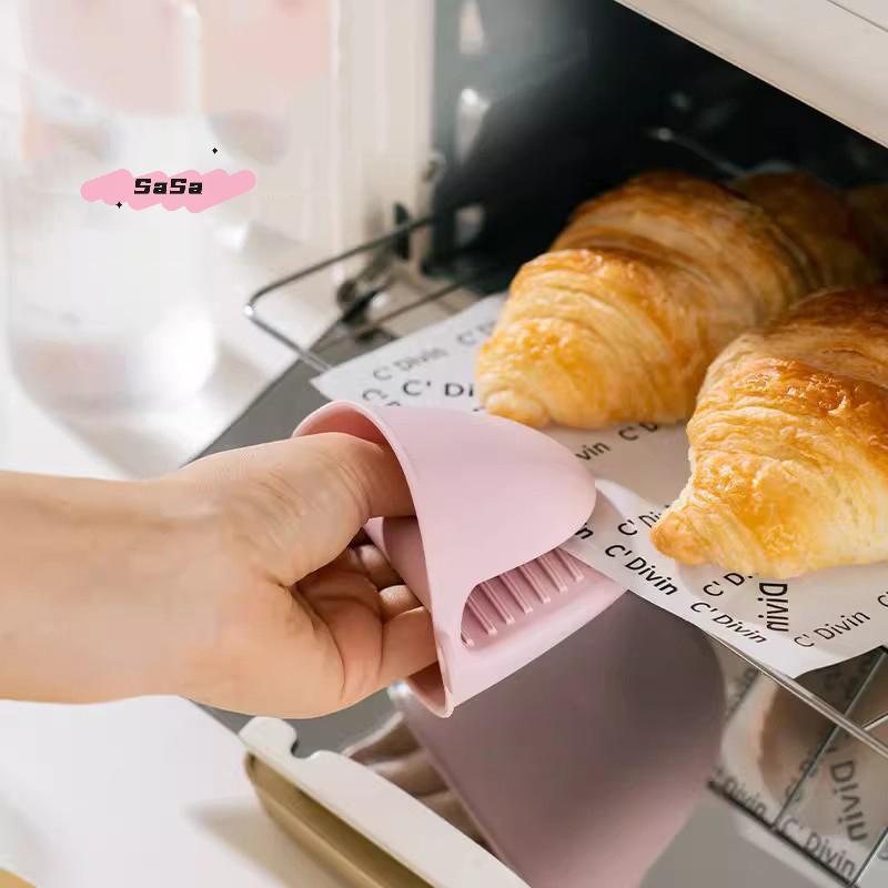 1Pair Thickened Silicone Heat Resistant Gloves Non-Slip Oven Mitts Microwave Safe Kitchen Gloves for Baking And Cooking