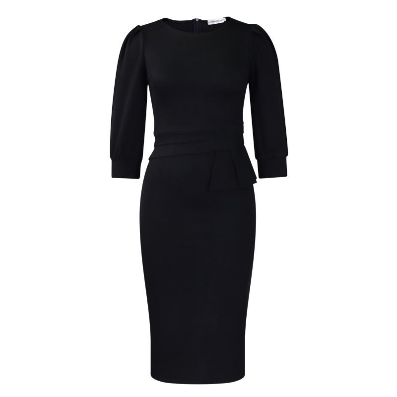 Damenmode Übergröße 2026 neue Mode einfarbig Rundhalsausschnitt OL figurbetontes Kleid