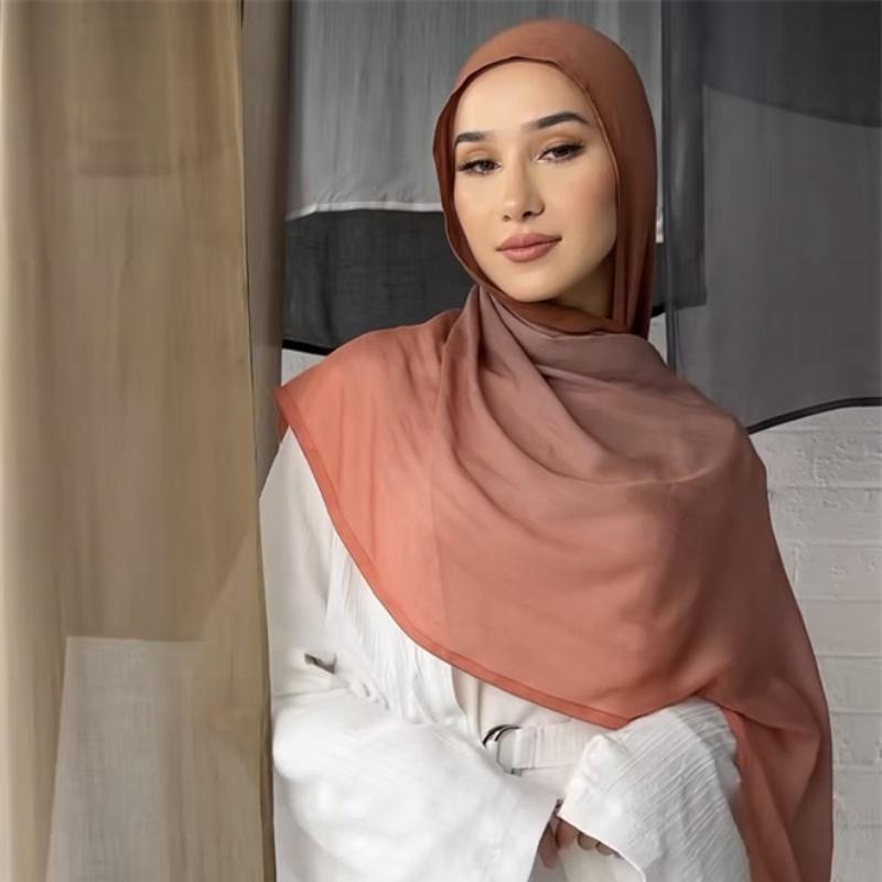 90*185cm Duży Rozmiar Damski Bawełniano-Wiskozowy Szalik Hijab w Kolorach Gradientowych Damskie Wysokiej Jakości Chusty Szale Muzułmańska Opaska na Głowę Islamskie Szale