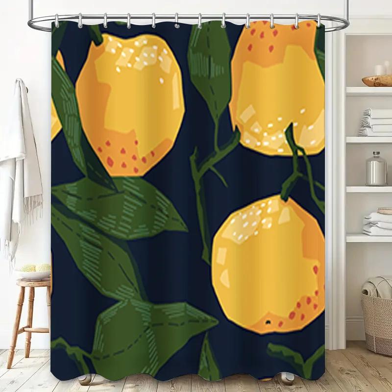 Leopard Print Shower Curtain Tangerine Orange Leaves Bath Decor for Home Decoration In Bathroom Accessories from Home Garden