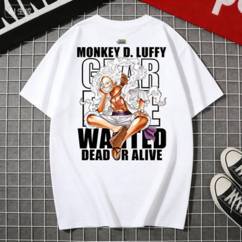 

2026 Summer New purecotton One Piece Luffy anime character leisure pattern loose fashion Short SleeveTshirt Round quality shirt S