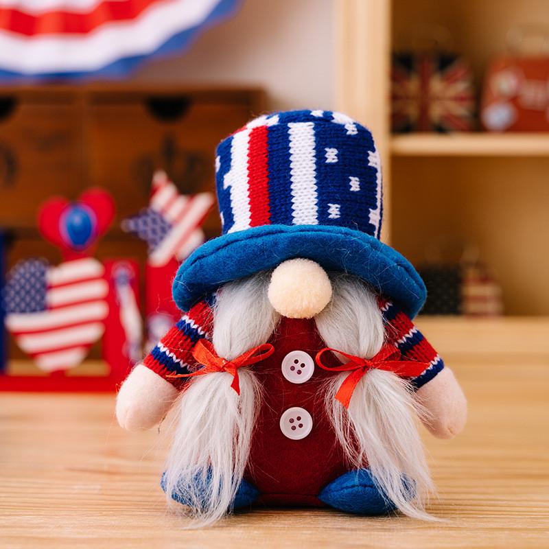 Patriotic Stylish New Gnome Decoration With Independence Day Knit Hat For Festive Decor