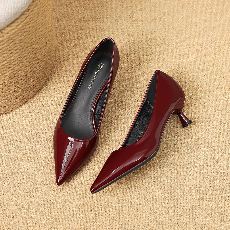 

B332-1 Huiliya high heels women s 2025 spring and autumn new pointed thin heels single shoes shallow mouth professional work shoes women 39 красный