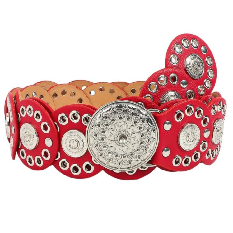 Discs Grommet Belt Punk Waist Belt Unique Buckle for Jeans Dress Unsiex