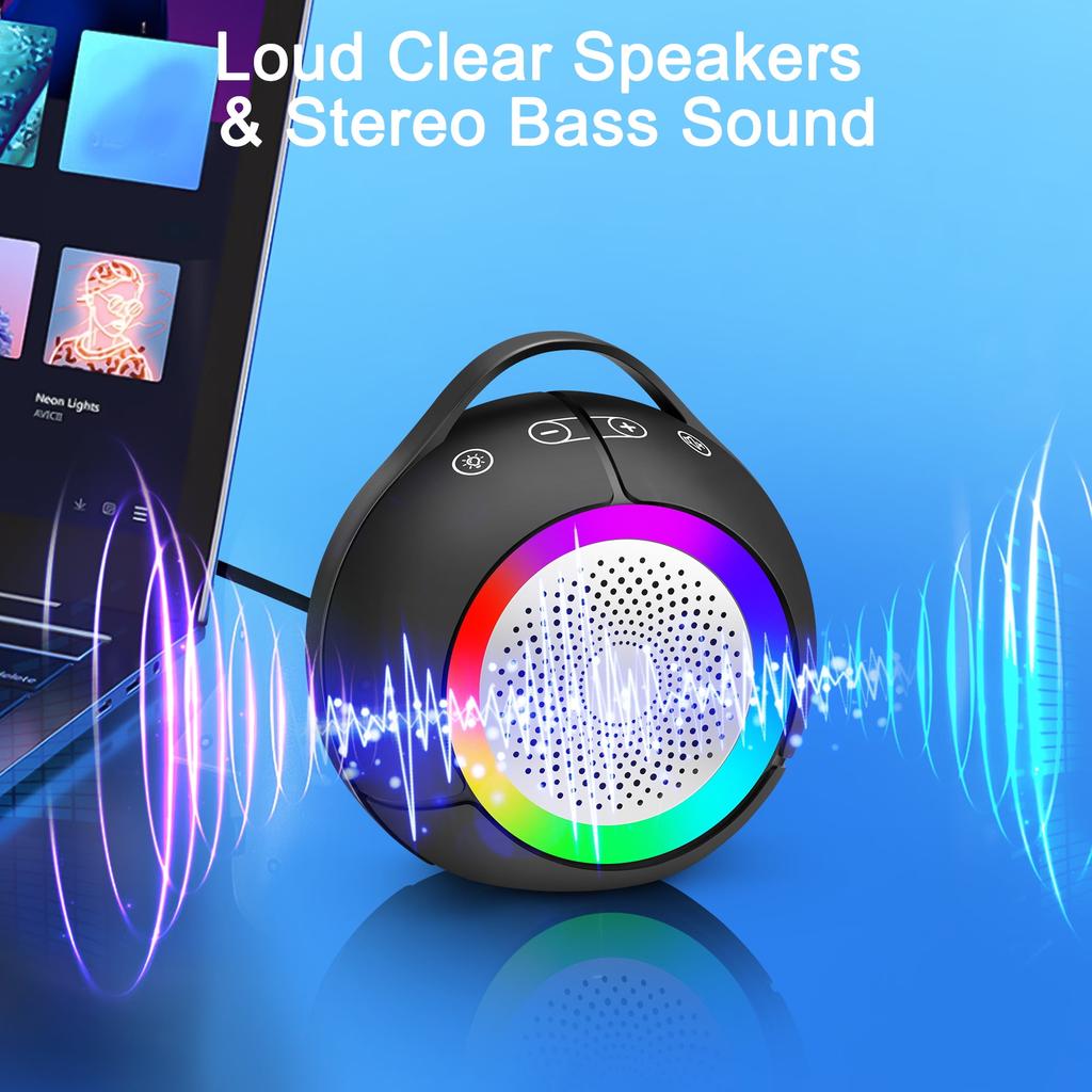 Computer Speakers for Desktop/PC/Laptop USB Plug-N-Play RGB Speakers Compatible with Windows/macOS/ChromeOS