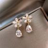 Luxury Full of Crystal Flower Earrings for Women Fashion Hollow Out Statement Drop Earrings Wedding Party Bridesmaid Jewelry