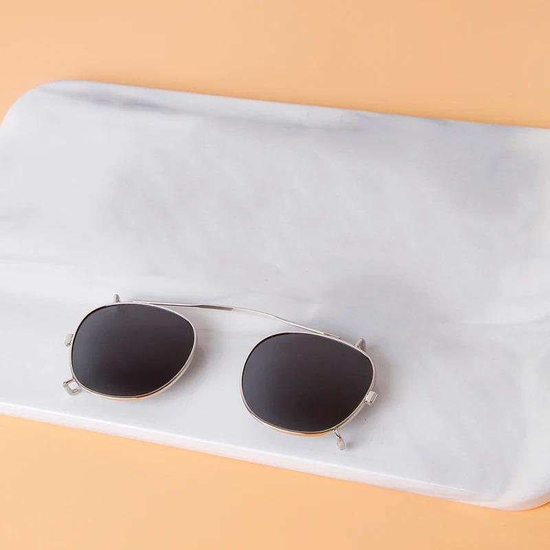 Klassiska Vintage Runda Fyrkantiga Clip-on Solglasögon Män Kvinnor Lyxmärke Designer Retro Avtagbara Polariserade Flip-glasögon SZ06M
