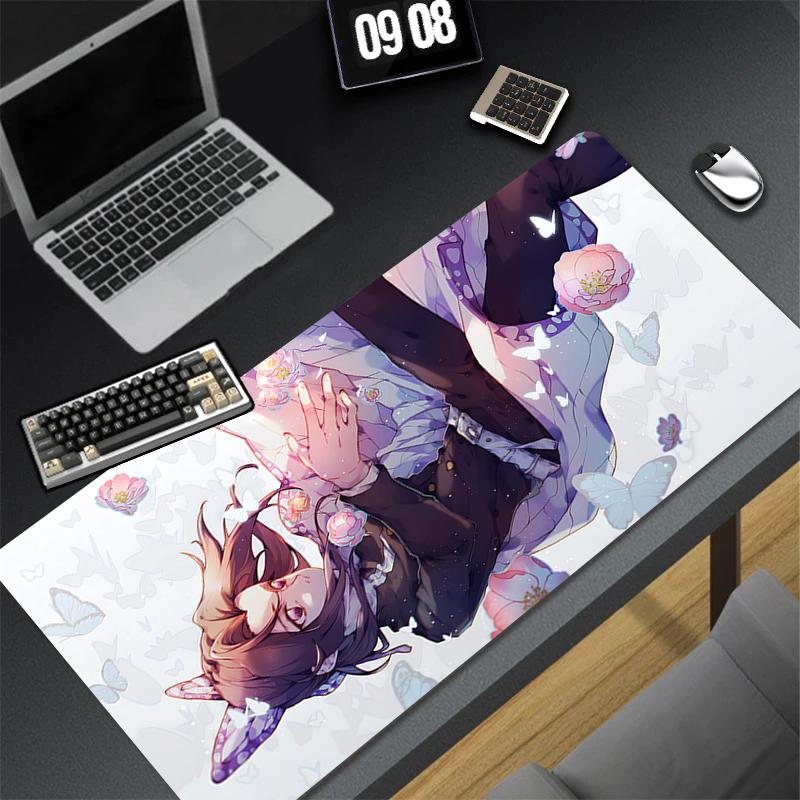 Wisteria Flower Mouse Pad Laptop Purple Anime Girl Keyboard Rug Demon Slayer Kochou Shinobu Mousepad PC Butterfly Gamer Desk