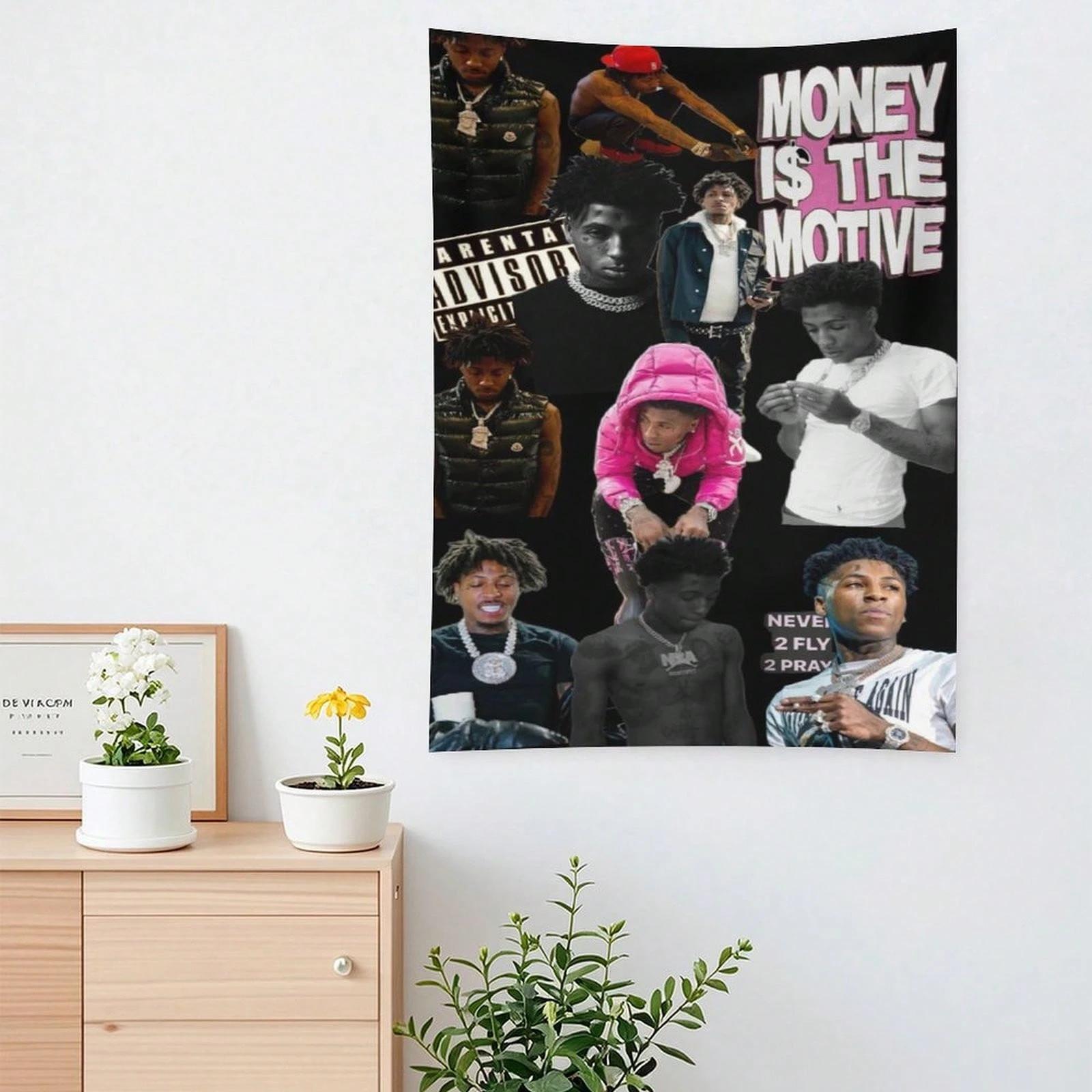 Jmg Household Supplies Unisex 1Pc Y-Youngboy Never Broke Again Collage Wall Tapestry For Bedroom Living Room, Cool Room Stuff, Large Size, Polyester 2D Print,