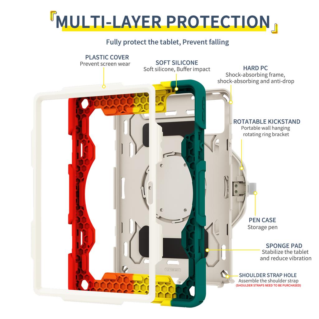 Armor Rotatable Stand Case For Lenovo Xiaoxin Pad 2024 Tab M11 TB-330FU 331FC 11" Heavy Duty Cover With Handle Grip Shockproof