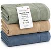Set of 3 Bath Sheets 100 X 150 Cm – 100% Cotton – 420 G/m² – Soft Bath Towels – Blue, Beige &; Sage Green