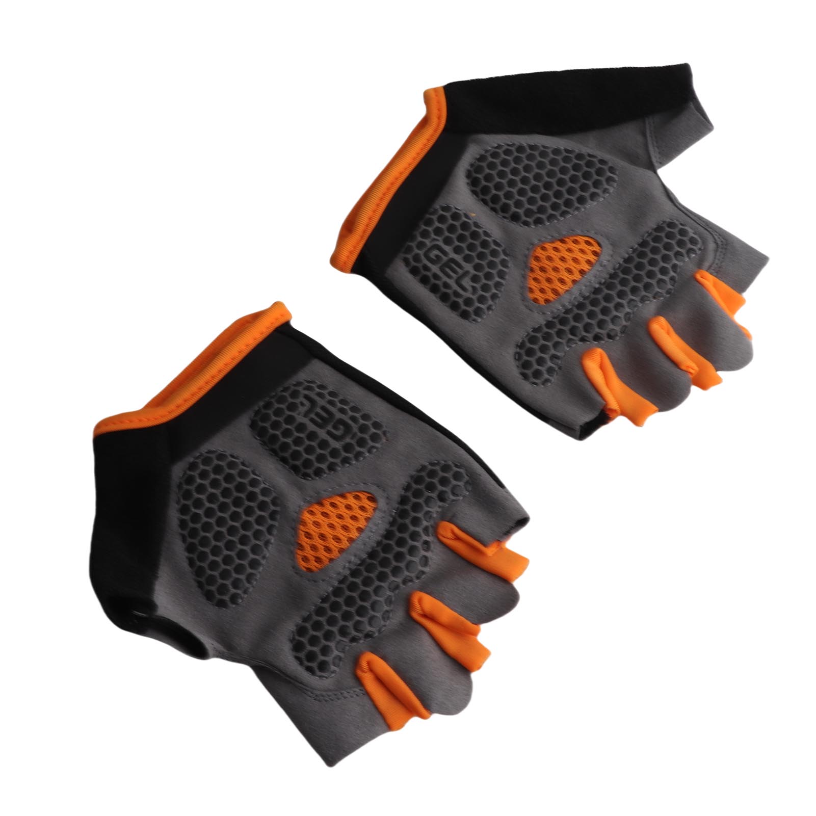 Weight Lifting Anti Slip Gloves Cycling Fitness Half Finger Gloves Men Women Outdoor Sports Gloves Black Orange L