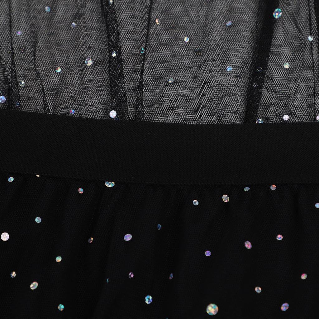 Sheer Tulle Sheer High Elastic [IPENNYE] Women's Skirt, Sparkling, Overskirt, Thin, Waist,