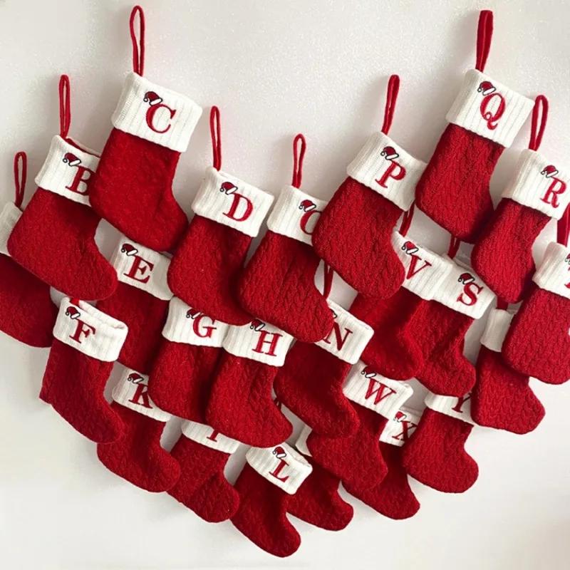 Christmas Socks Pendant Embroidered Children's Candy Bag Letter Christmas Socks Gift Bag Holiday Supplies Christmas Decoration