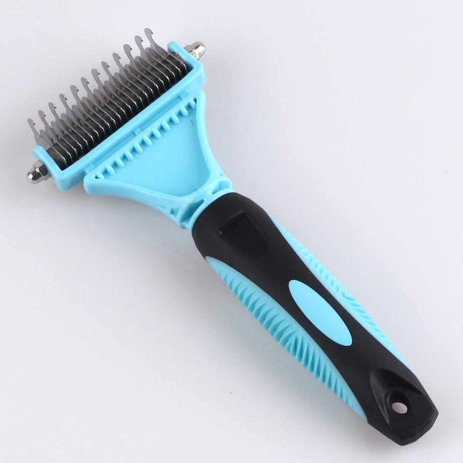 Double-Sided Knot & Shedding Comb for Pets - 23+12 Floating Hair Rake for Cats & Dogs