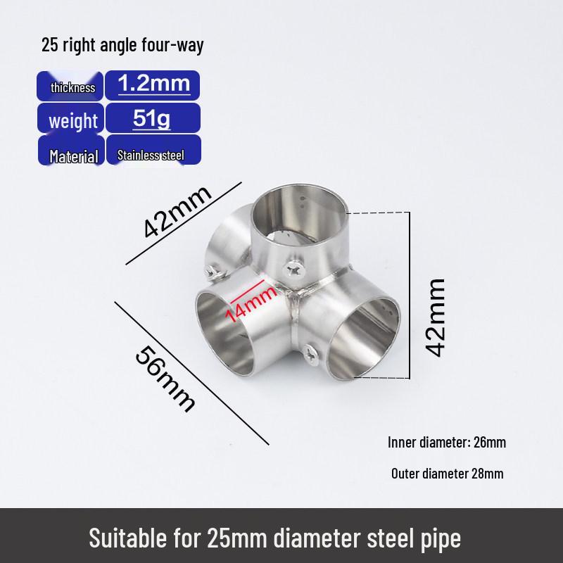 Stainless Steel Right Angle Elbow Union Tee Four-Way Pipe Fitting Combo