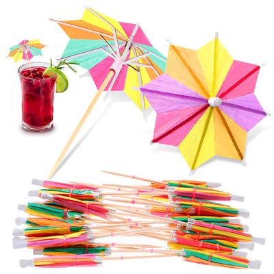 144Pcs Octagonal Paper Cocktail Umbrella Picks Tropical Tree Drink Paper Umbrell