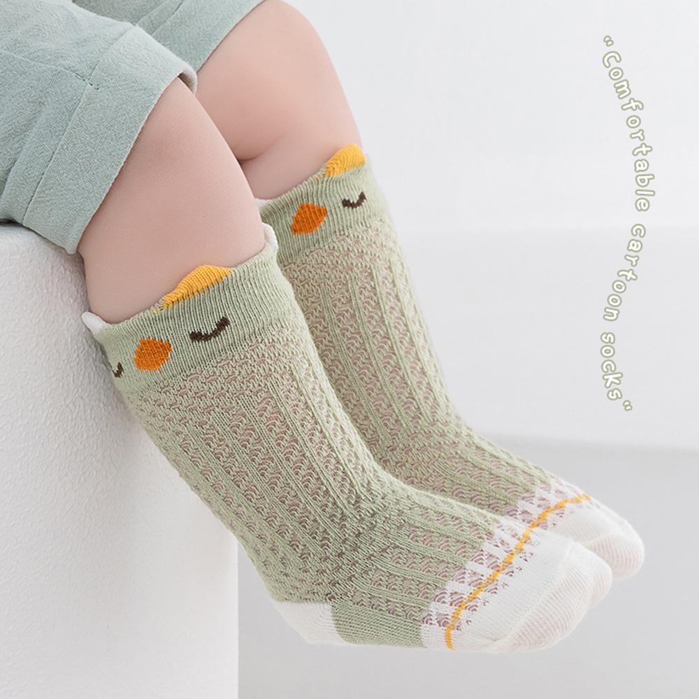 4 Pairs Baby Ultra Thin Mesh Mid Socks Cute Cartoon Animal Embroidery A-Class Soft Elastic Toddler Socks for 0-5 Years Old