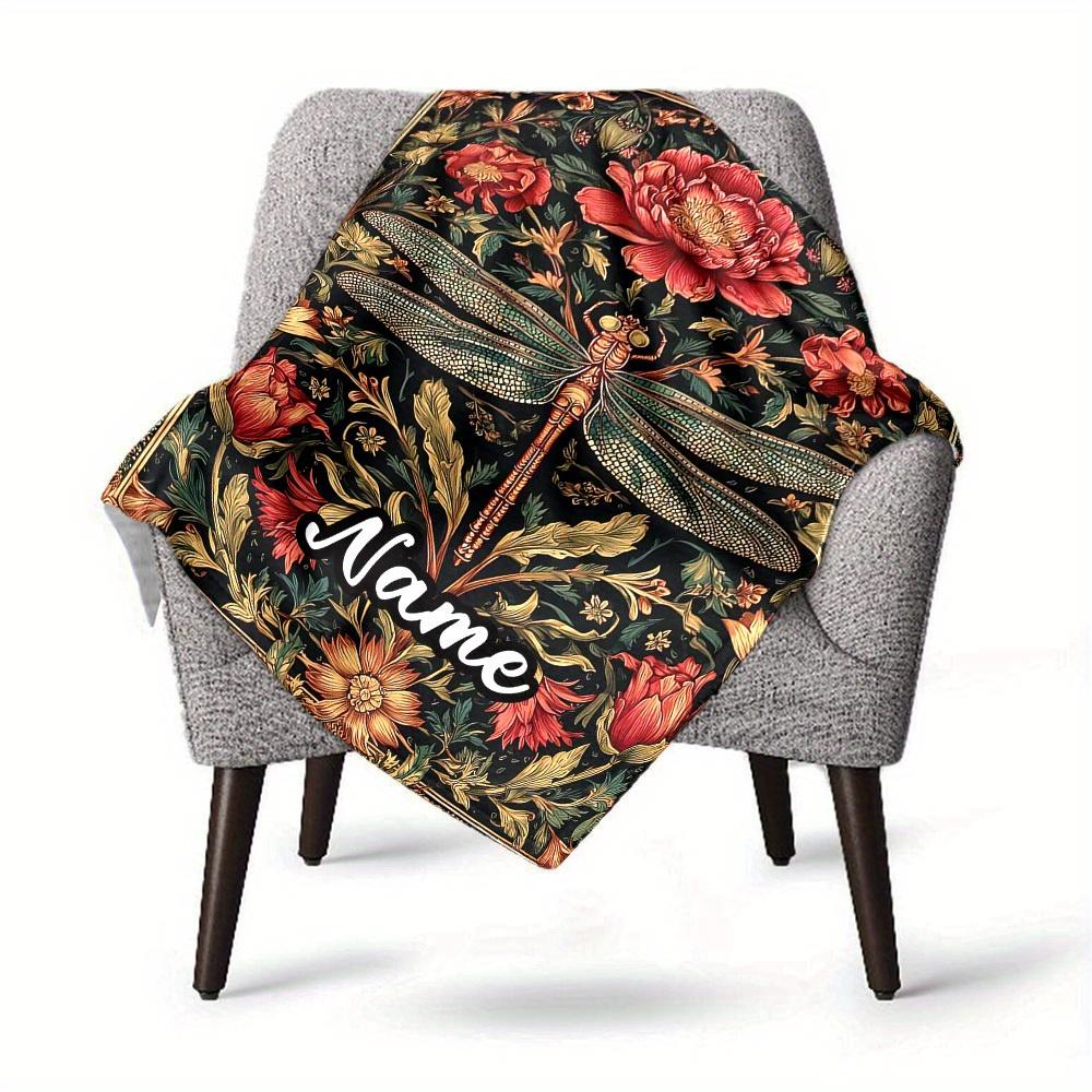 Retro Dragonfly Customize Your Name Blanket Warm Comfortable And Soft Blankets Are Suitable For Home Lunch Break Blanket Office Sofa Sofa Gift To