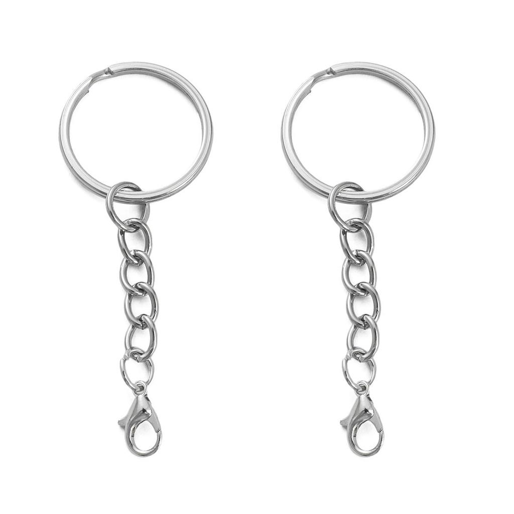 Iron Flat Ring Keychain Hanging Lobster Buckle Chain Buckles Connector For DIY Jewelry Making