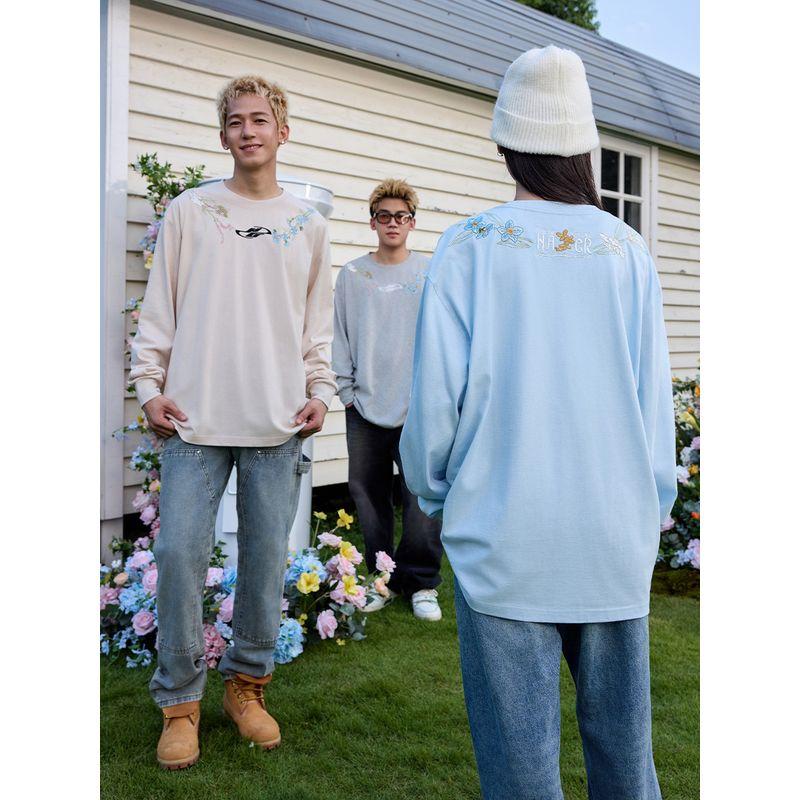 HACR Vintage Harshandcruel Garland Necklace Embroider New Chinese HACR Long Sleeves T-shirt