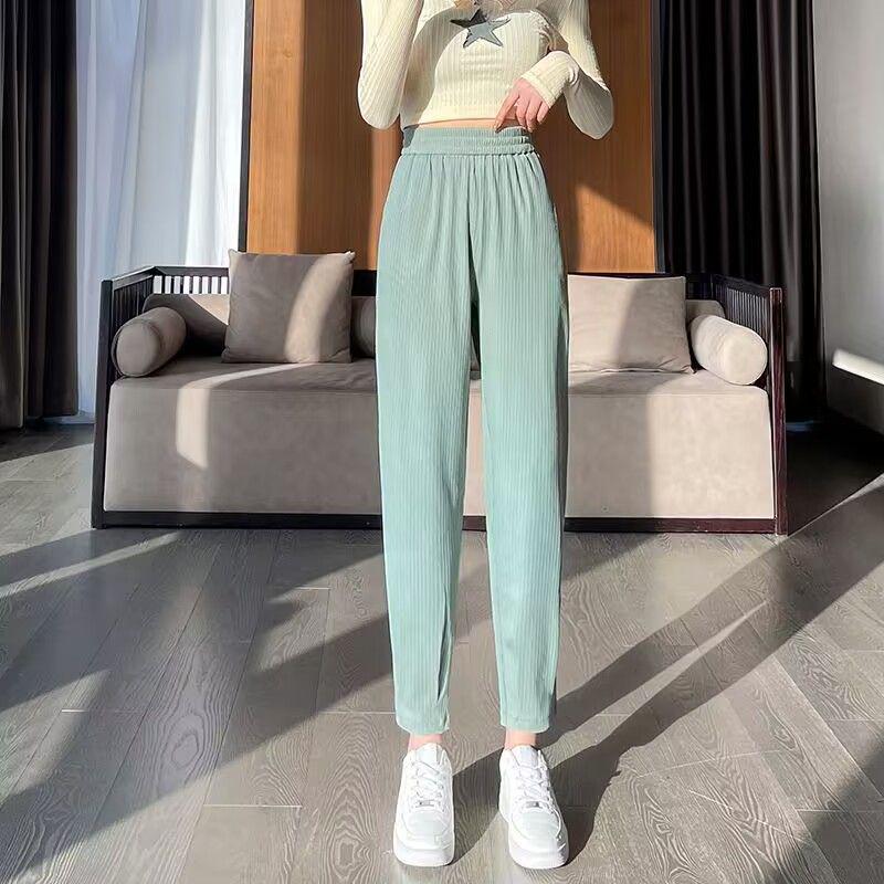

2025 Summer Korean Style Women s Harem Sweatpants: Thin Casual Carrot Fit with Stylish Ankle Cuff XL (For 116-125 jin)