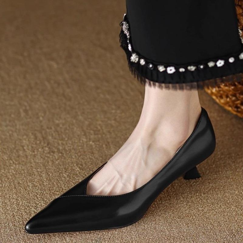 Mode Mode Klassischer Damenpumps Zehenspitzenzehe Einzelschuhe Echtes Leder Büroschuhe Sommer Elegant Damen Leichte Hohe Absätze