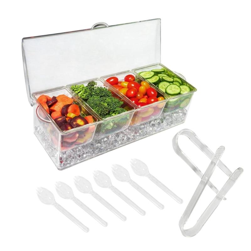 5 Compartment Plastic Spice Organizers Functional Condiment Container with 5 Spaces for Home or Outdoor Cooking Needs
